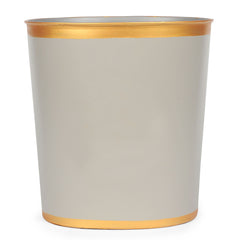 Mattie Taupe Oval Metal Garbage Can, Wastebasket, Bathroom Trash Can for Home Office, Bedroom, Vanity - Oval without Lid - Avail 09/24