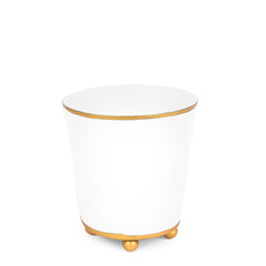 Mattie White Round Metal Cachepot For Bedroom, Office, Kitchen, Living Room