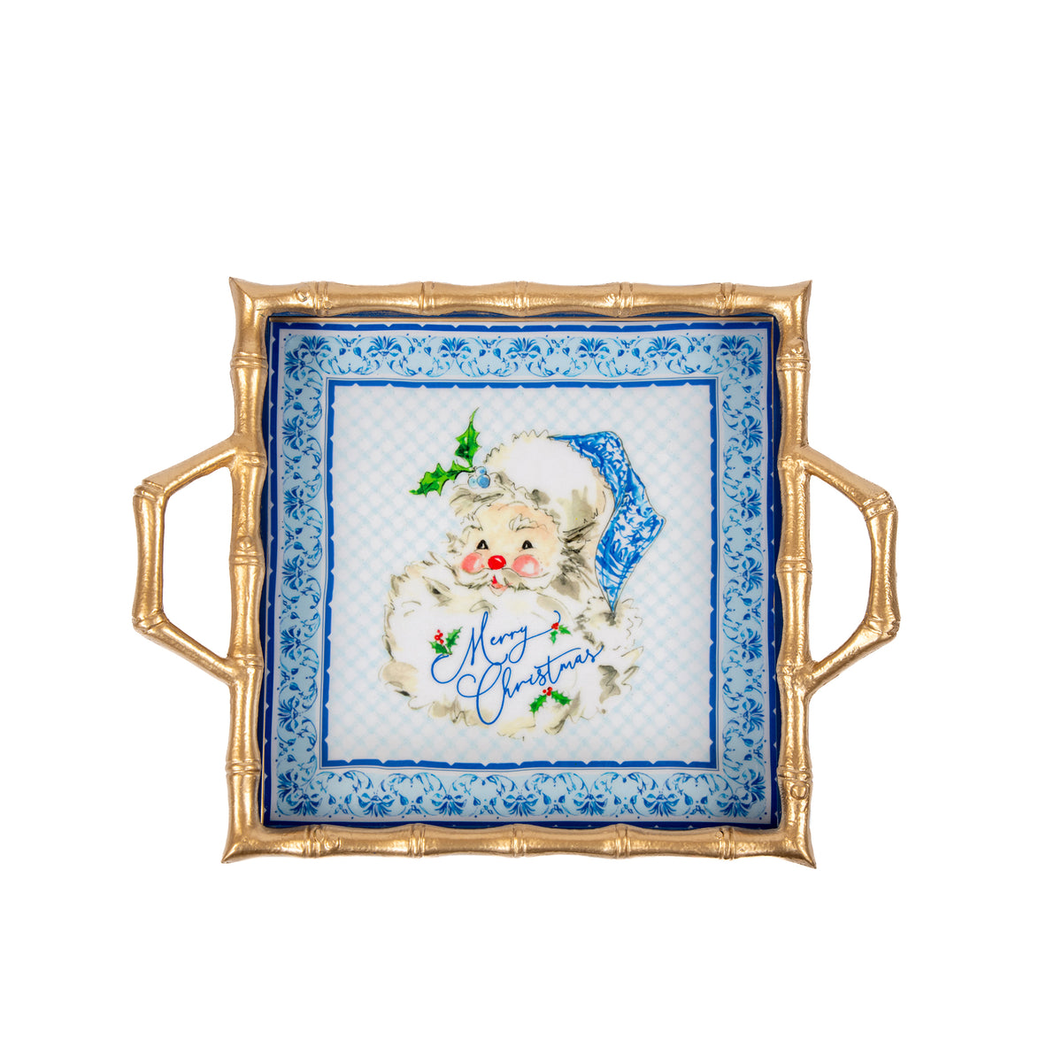 Merry Enameled Chang Mai Tray 12x12 - Blue