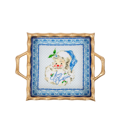 Merry Enameled Chang Mai Tray 12x12 - Blue