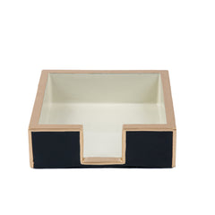 Gracie Enameled Black and Taupe Square Wooden Cocktail Napkin Tray for Barware, Serving, Entertaining - Amelia Decorative Tray