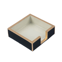 Gracie Enameled Black and Taupe Square Wooden Cocktail Napkin Tray for Barware, Serving, Entertaining - Amelia Decorative Tray
