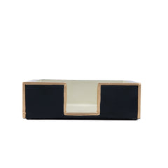 Gracie Enameled Black and Taupe Square Wooden Cocktail Napkin Tray for Barware, Serving, Entertaining - Amelia Decorative Tray