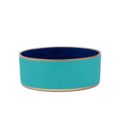 Cabana Stripe Enameled Blue and Turquoise Dog Bowl, Pet Bowl For Dogs and Cats