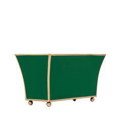 Gracie Emerald Green Rectangular Fluted Metal Cachepot Planter for Entryway, Mantle, Home Office, Kitchen and Living Room