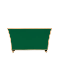 Gracie Emerald Green Rectangular Fluted Metal Cachepot Planter for Entryway, Mantle, Home Office, Kitchen and Living Room