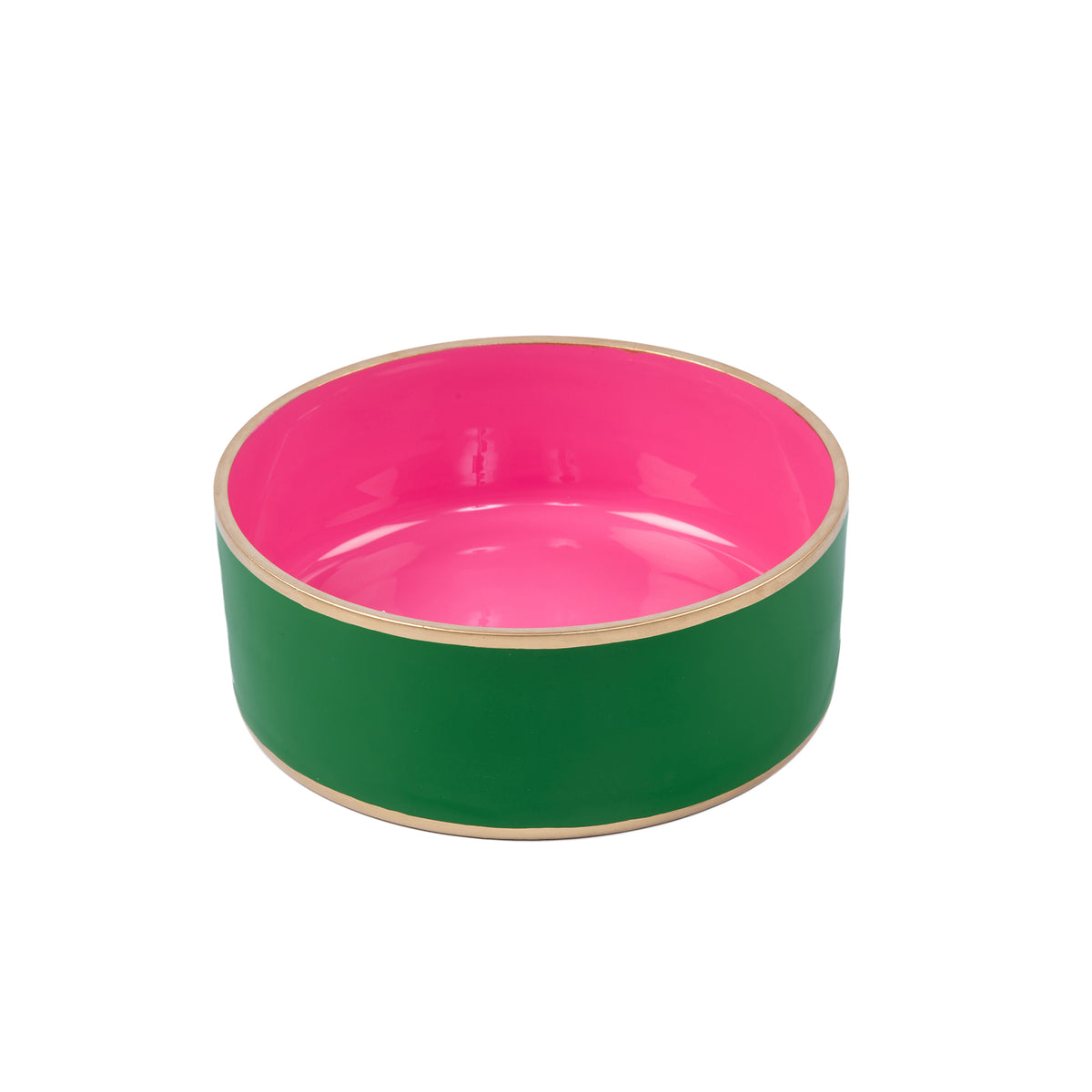 Gracie Enameled Pet Bowl - Green & Pink