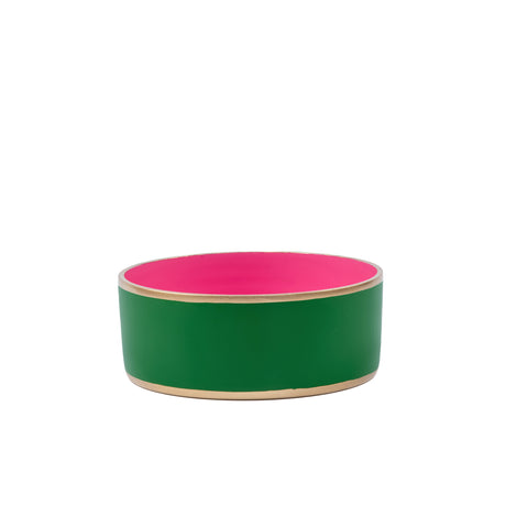 Gracie Enameled Pet Bowl - Green & Pink