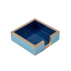 Gracie Enameled Light Blue and Blue Square Wooden Cocktail Napkin Tray for Barware, Serving, Entertaining - Amelia Decorative Tray