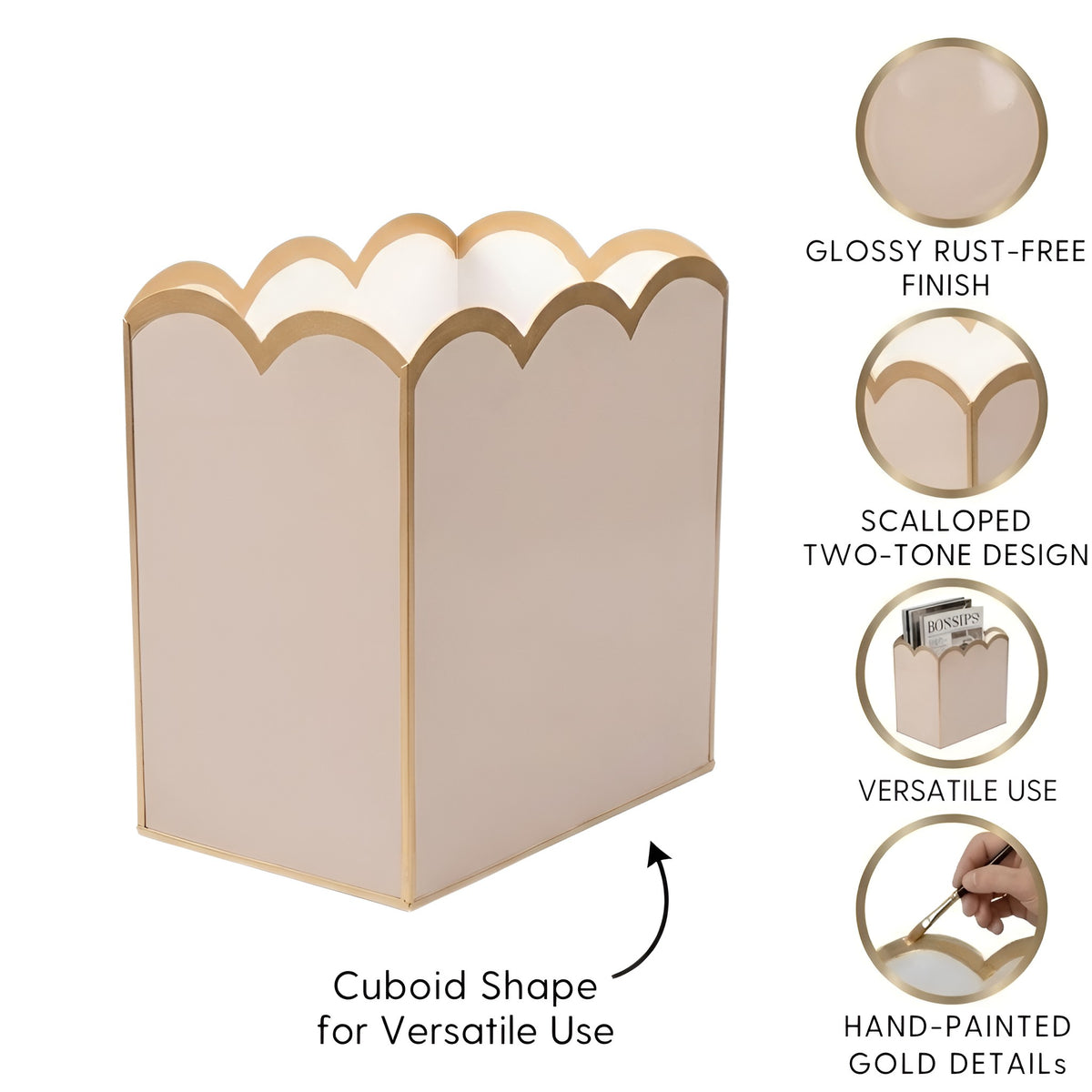 Gracie Scarlett Wastebasket Natural & White - Avail 10/10