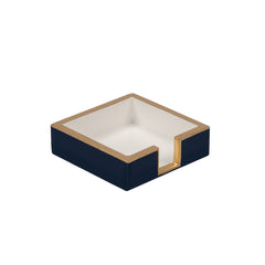 Gracie Enameled Navy and White Square Wooden Cocktail Napkin Tray for Barware, Serving, Entertaining - Amelia Decorative Tray