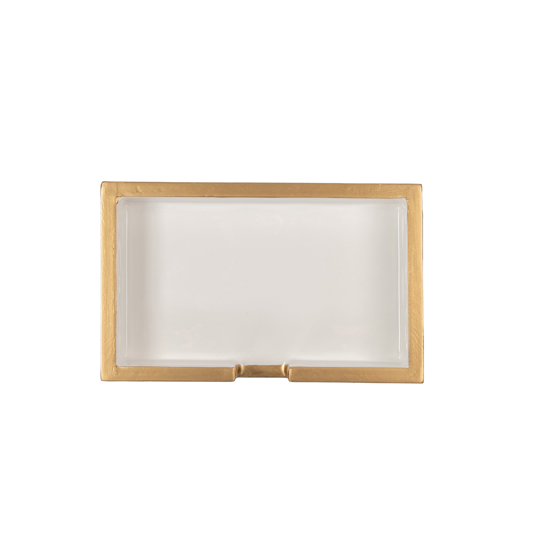 Gracie Enameled Navy and White Rectangle Wooden Guest Towel Tray for Powder Bathroom, Vanity - Amelia Decorative Tray
