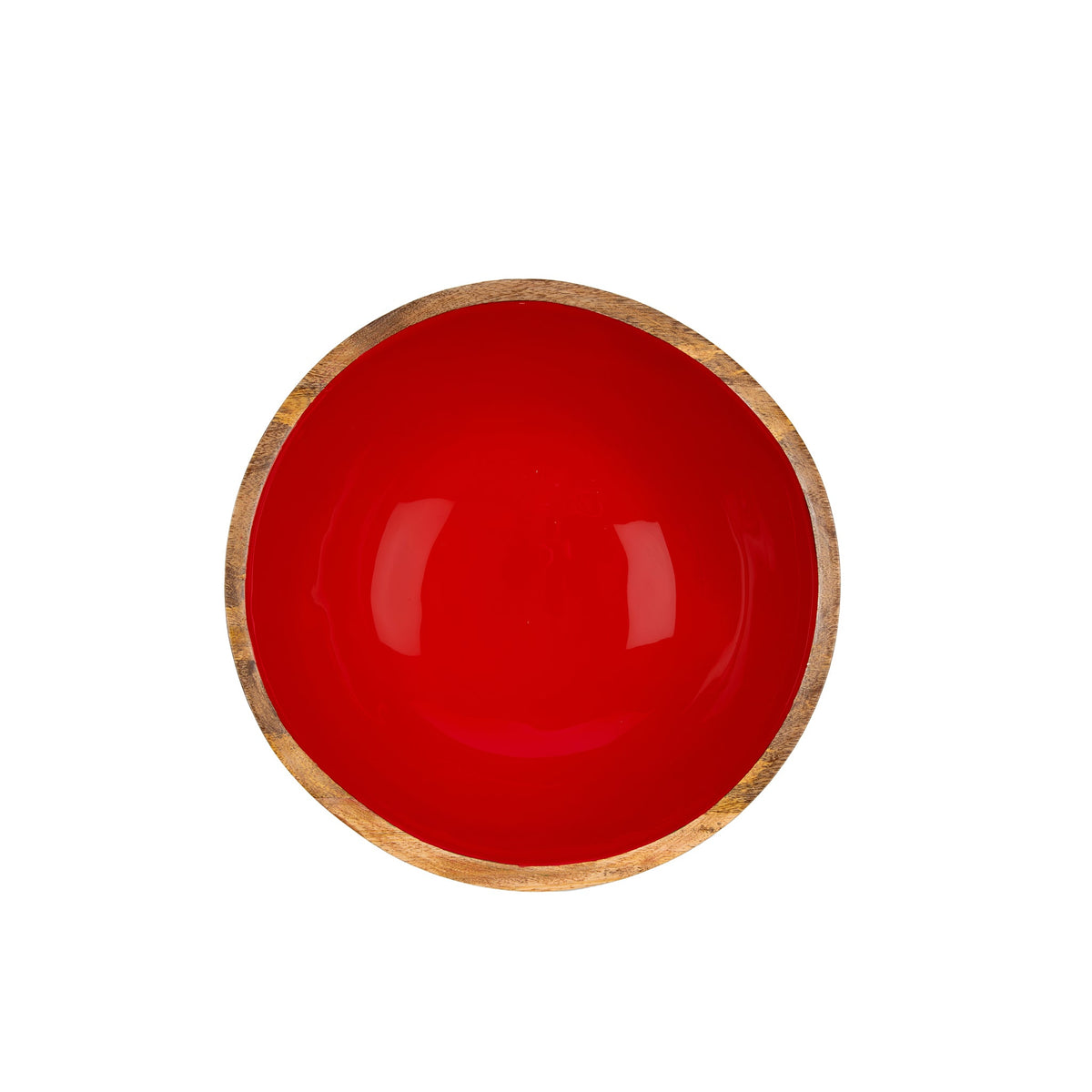 Gracie Salad Bowl - Mango Wood & Red Enamel - Avail 11/21