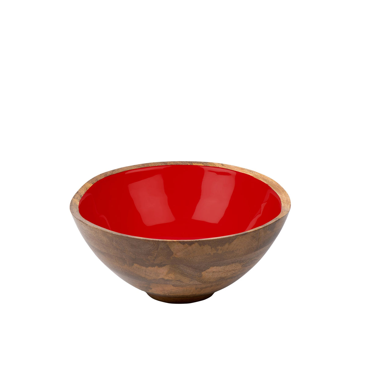 Gracie Salad Bowl - Mango Wood & Red Enamel - Avail 11/21