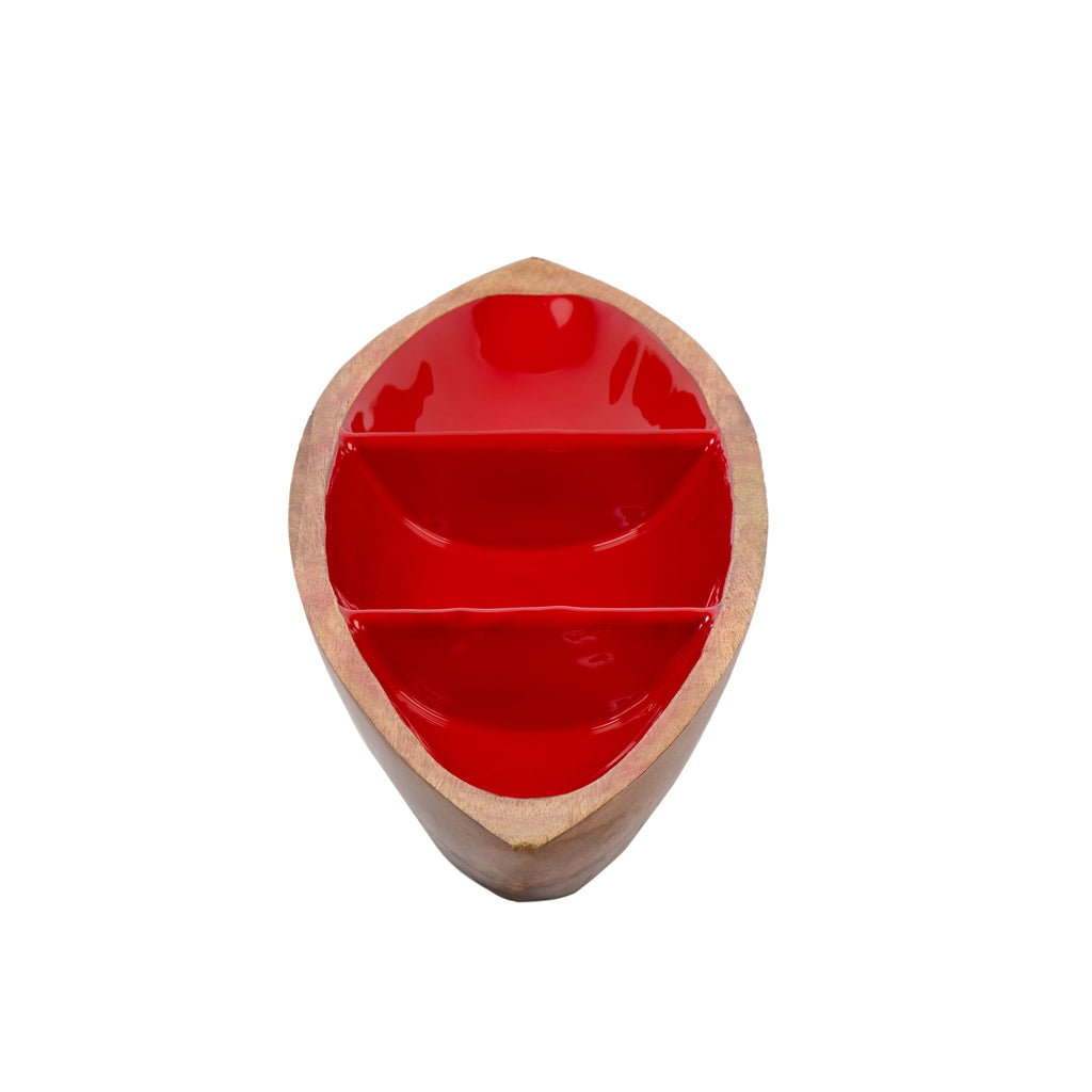 Gracie Statement Platter - Mango Wood & Red Enamel - Avail 11/21
