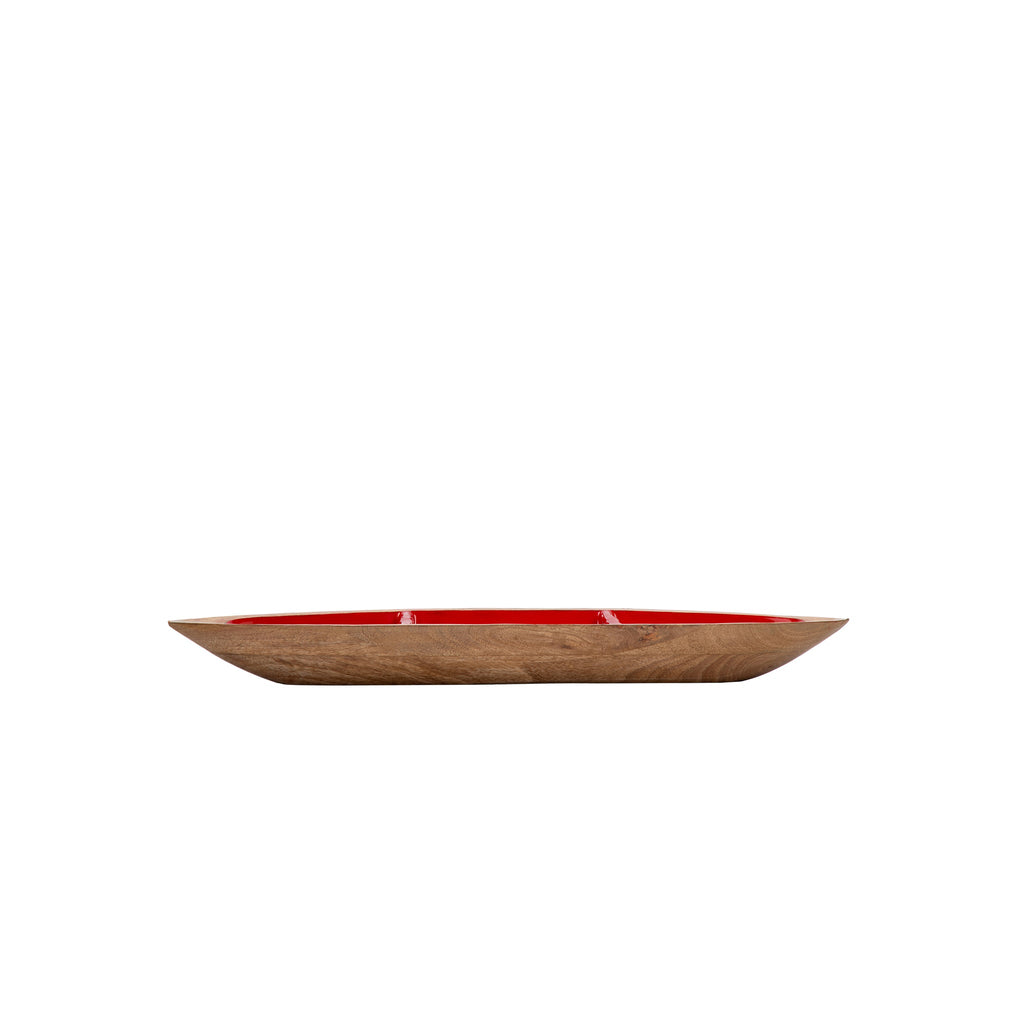 Gracie Statement Platter - Mango Wood & Red Enamel - Avail 11/21