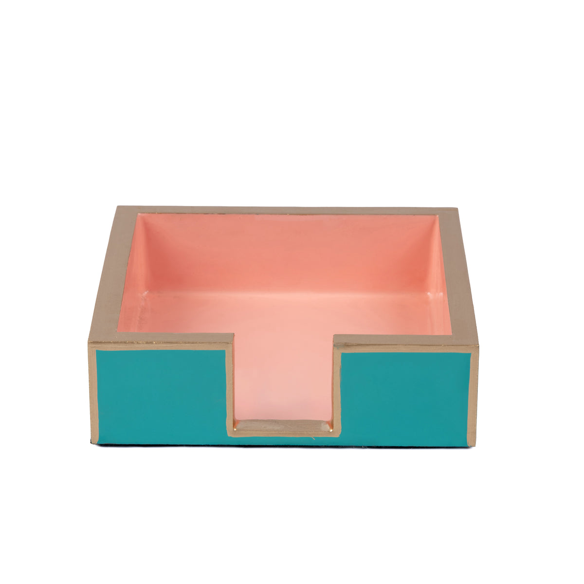 Gracie Enameled Color Block Amelia Cocktail Tray - Turquoise & Blush