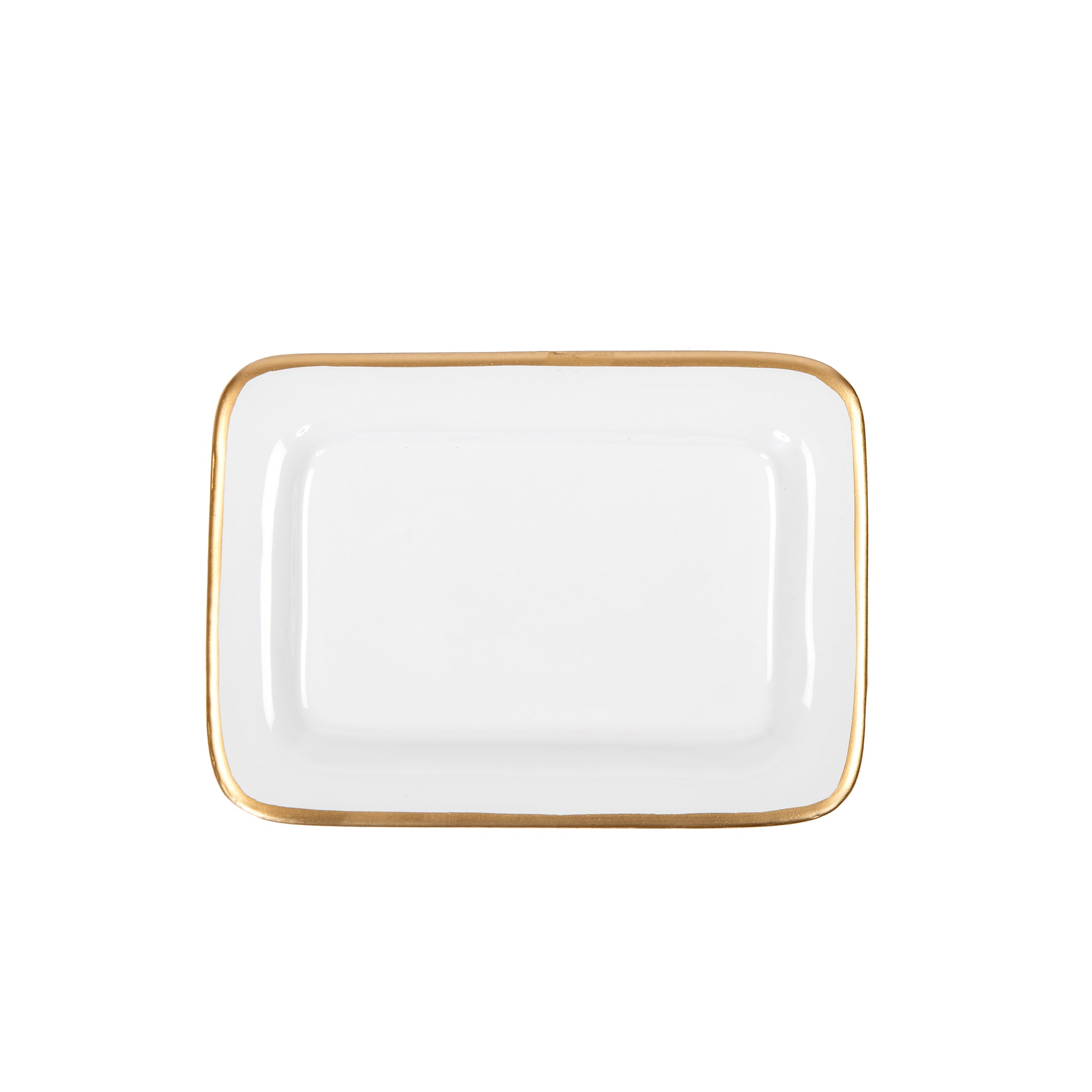 Gracie White Enameled Rectangle Soap Dish, Catch All Tray, Jewelry Tray for Bathroom, Vanity, Sink - Decorative Laney Tray - Avail 07/18