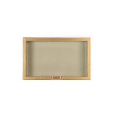 Gracie Enameled White and Taupe Rectangle Wooden Guest Towel Tray for Powder Bathroom, Vanity - Amelia Decorative Tray