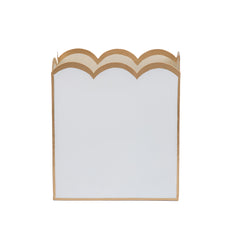 White with Taupe Modern Bathroom Trash Can, Wastebasket, Dustbin for Bedroom, Home Office, Vanity - Rectangle without Lid - Avail 09/24