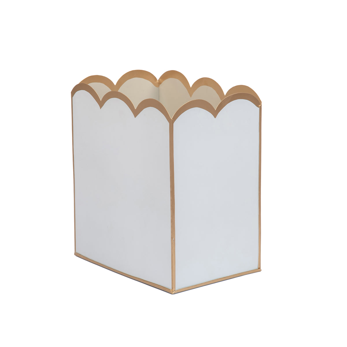 Gracie Scarlett Wastebasket - White & Taupe - Avail 01/18