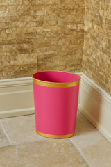 Mattie Pink Oval Metal Garbage Can, Wastebasket, Bathroom Trash Can for Home Office, Bedroom, Vanity - Oval without Lid