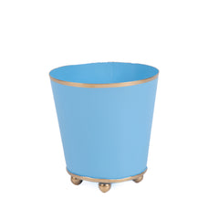 Mattie Cornflower Blue Round Metal Cachepot Planter For Bedroom, Office, Kitchen, Living Room