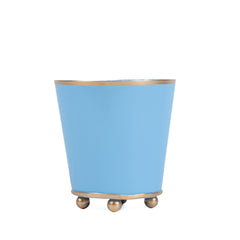 Mattie Cornflower Blue Round Metal Cachepot Planter For Bedroom, Office, Kitchen, Living Room