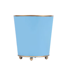 Mattie Cornflower Blue Round Metal Cachepot Planter For Bedroom, Office, Kitchen, Living Room