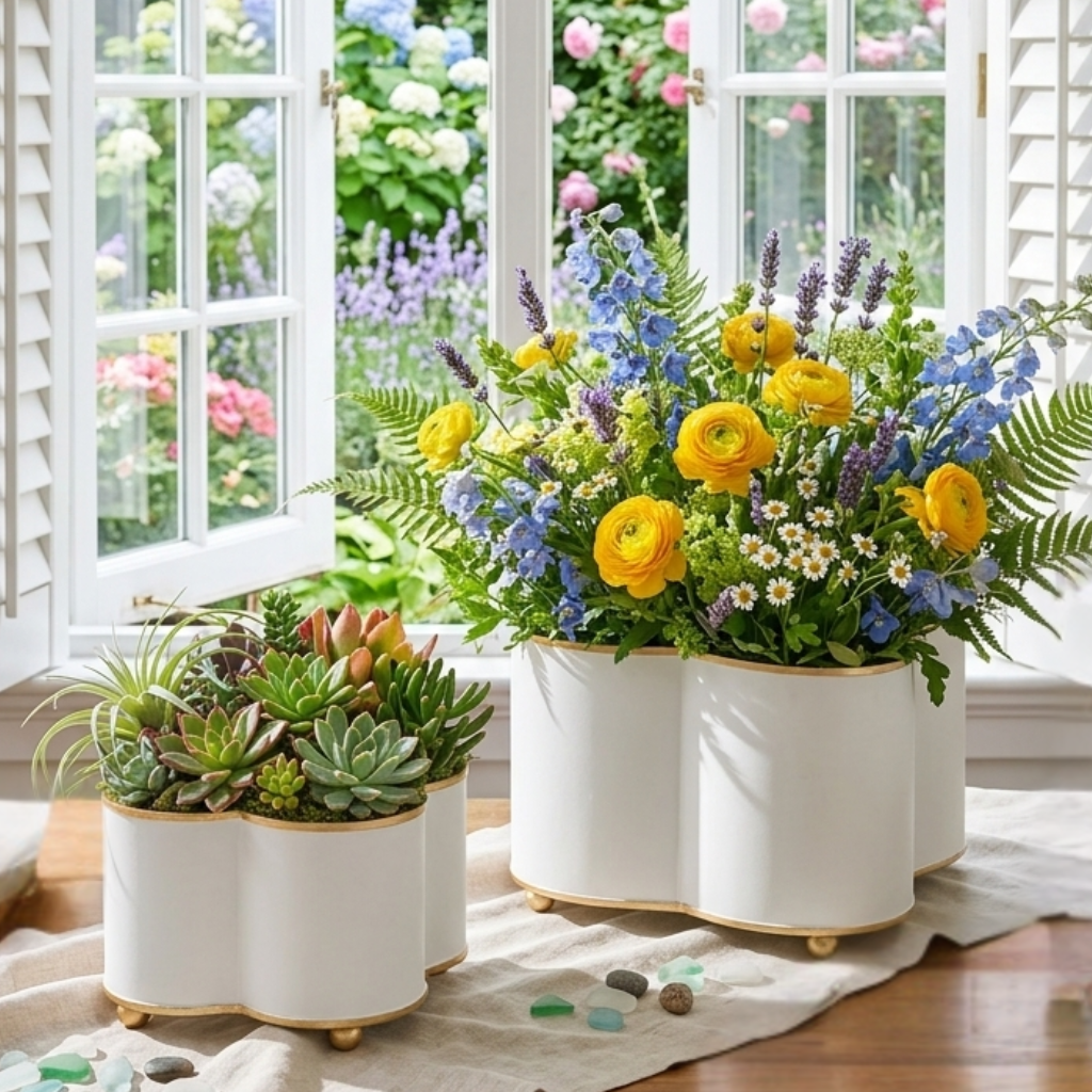 Mattie Quatrefoil Cachepot Planter - Avail 10/10