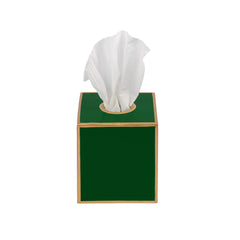 Mattie Emerald Green Square Metal Tissue Box Cover for Bathroom, Vanity, Bedroom, Home Office