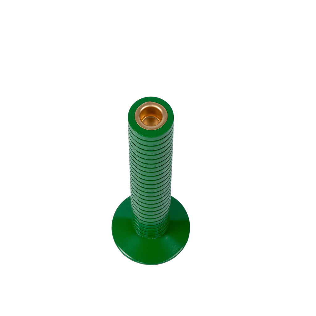 Mattie Medium Ribbed Taper Candle Holder 11" - Green - Avail 11/21