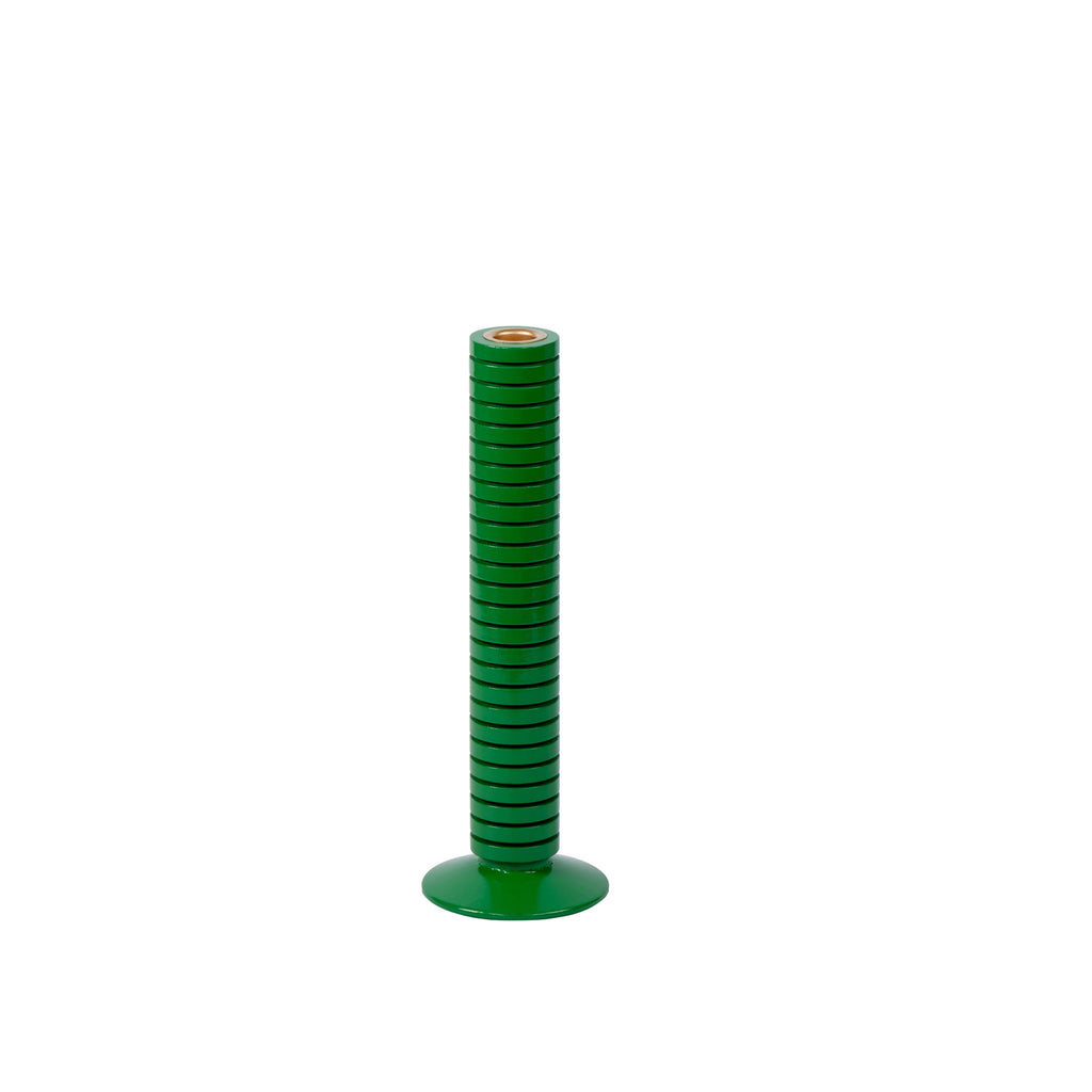 Mattie Medium Ribbed Taper Candle Holder 11" - Green - Avail 11/21