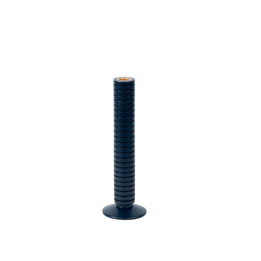 Mattie Medium Ribbed Taper Candle Holder 11" - Indigo Blue - Avail 11/21