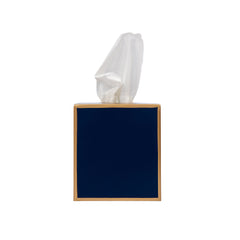 Mattie Indigo Blue Square Metal Tissue Box Cover for Bathroom, Vanity, Bedroom, Home Office