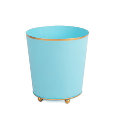 Mattie Light Blue Round Metal Cachepot For Bedroom, Office, Kitchen, Living Room