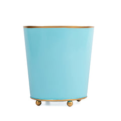 Mattie Light Blue Round Metal Cachepot For Bedroom, Office, Kitchen, Living Room