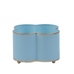 Mattie Light Blue Quatrefoil Metal Cachepot Planter For Bedroom, Office, Kitchen and Living Room