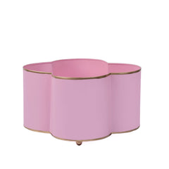 Mattie Light Pink Quatrefoil Metal Cachepot Planter For Bedroom, Office, Kitchen and Living Room