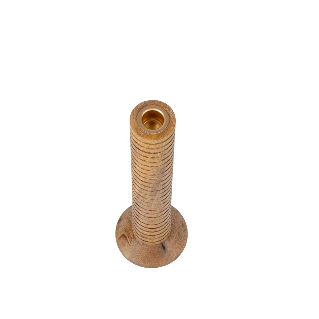 Mattie Medium Ribbed Taper Candle Holder 11" - Natural Finish - Avail 11/21