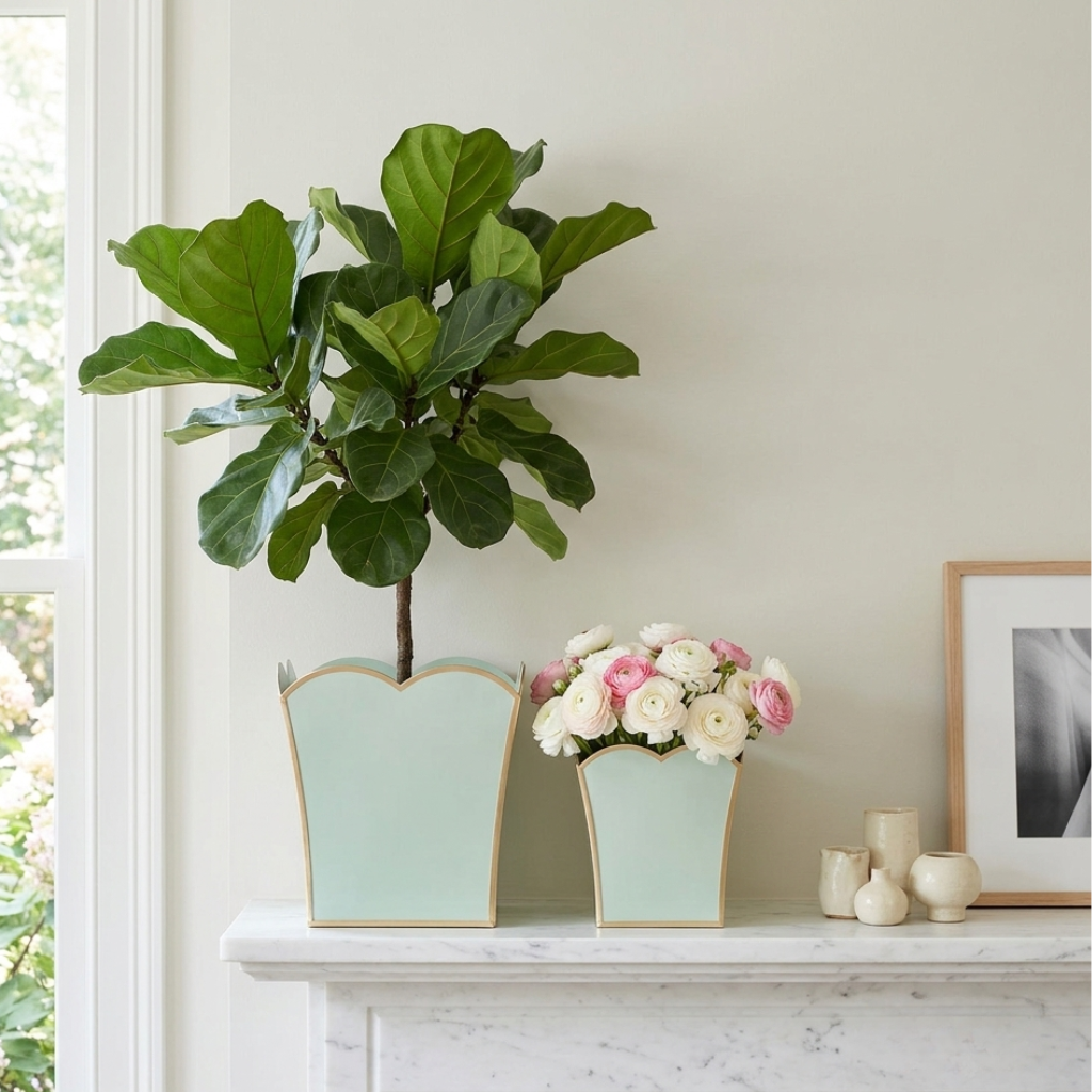 Mattie Scarlett Square Cachepot Planter Oyster Bay - Avail 11/21
