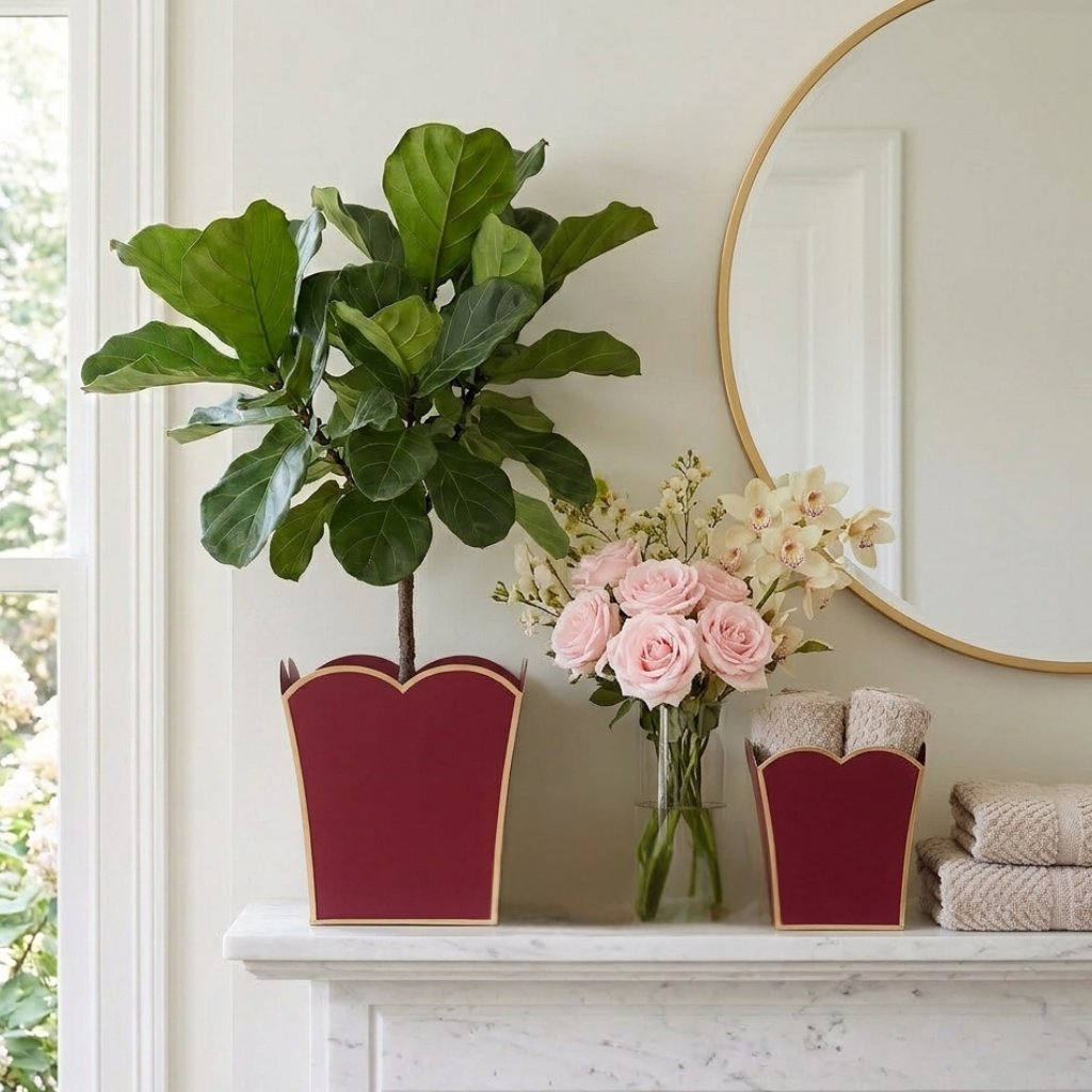 Mattie Scarlett Square Cachepot Planter Oxblood Red - Avail 11/21