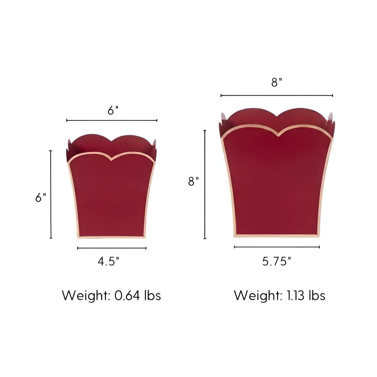 Mattie Scarlett Square Cachepot Planter Oxblood Red - Avail 11/21