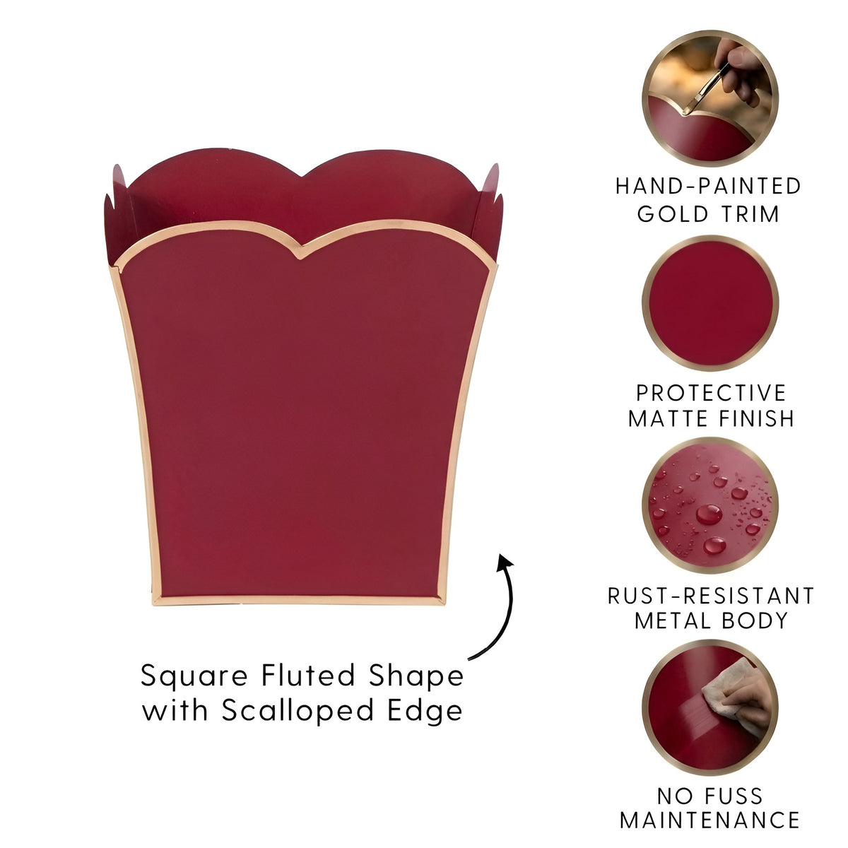Mattie Scarlett Square Cachepot Planter Oxblood Red - Avail 11/21
