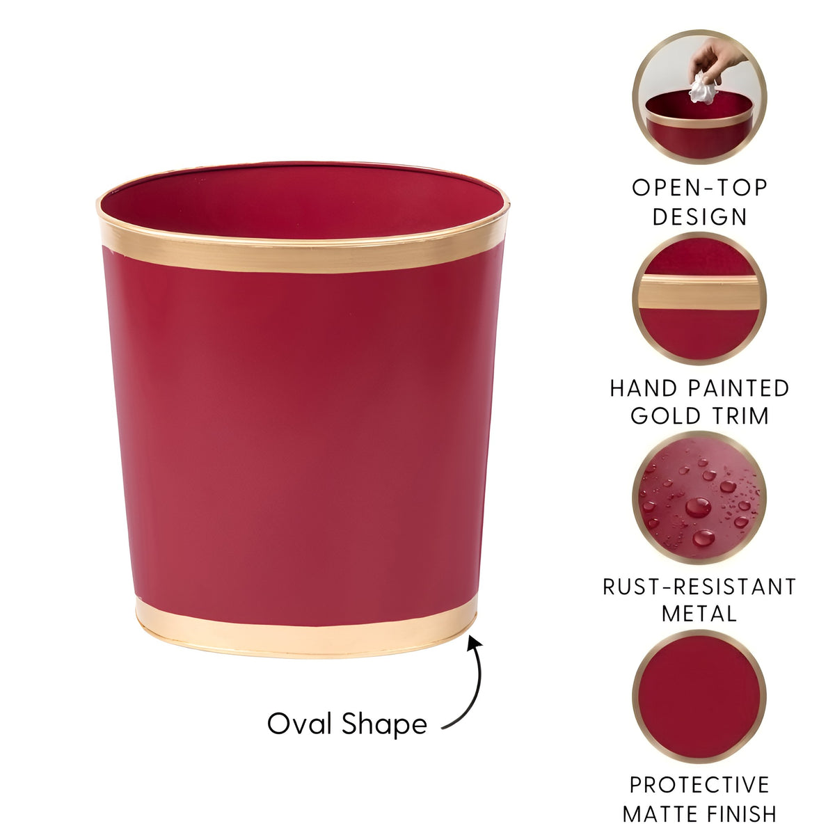 Mattie Oval Wastebasket - Oxblood Red - Avail 11/21