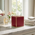 Mattie Square Tissue Box Cover - Oxblood Red - Avail 11/21
