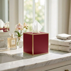 Mattie Square Tissue Box Cover - Oxblood Red - Avail 11/21