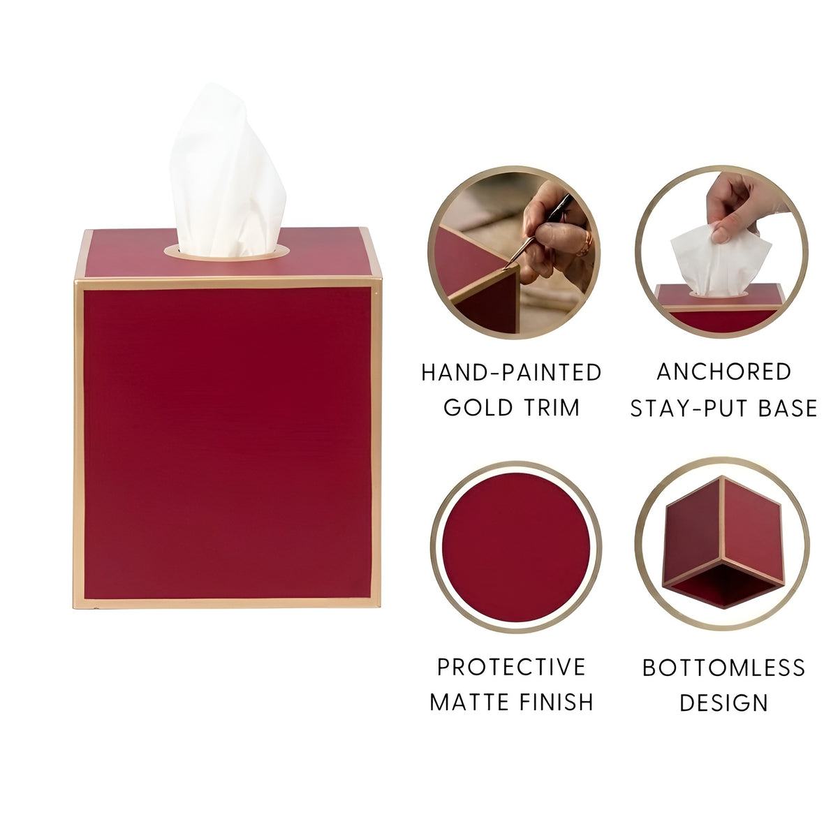 Mattie Square Tissue Box Cover - Oxblood Red - Avail 11/21