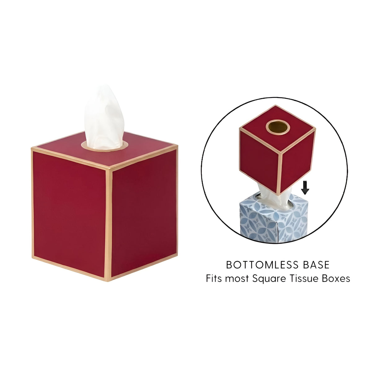 Mattie Square Tissue Box Cover - Oxblood Red - Avail 11/21