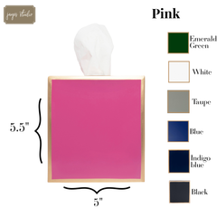 Mattie Pink Square Metal Tissue Box Cover for Bathroom, Vanity, Bedroom, Home Office